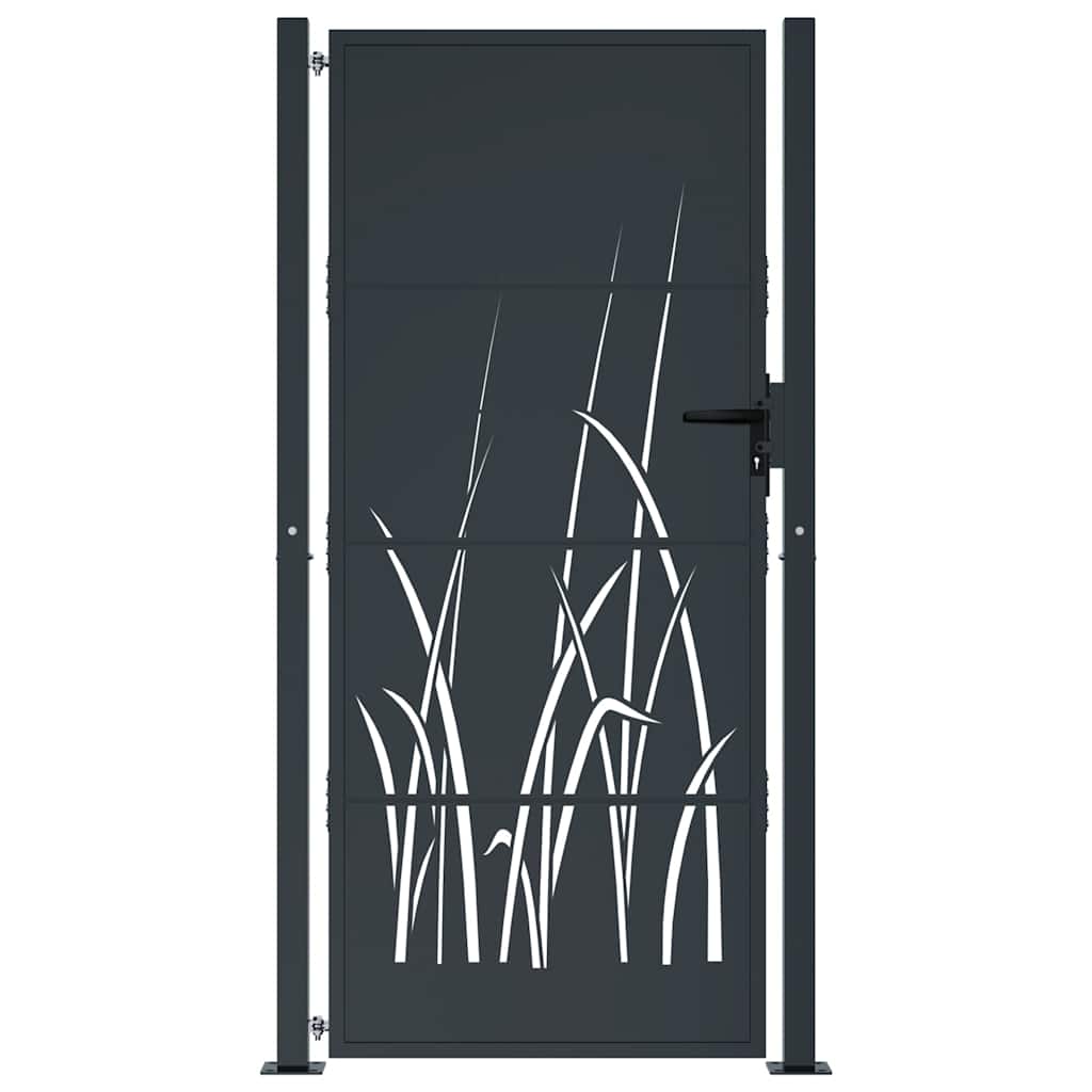 Portão de jardim antracite 100x200 cm aço design grama