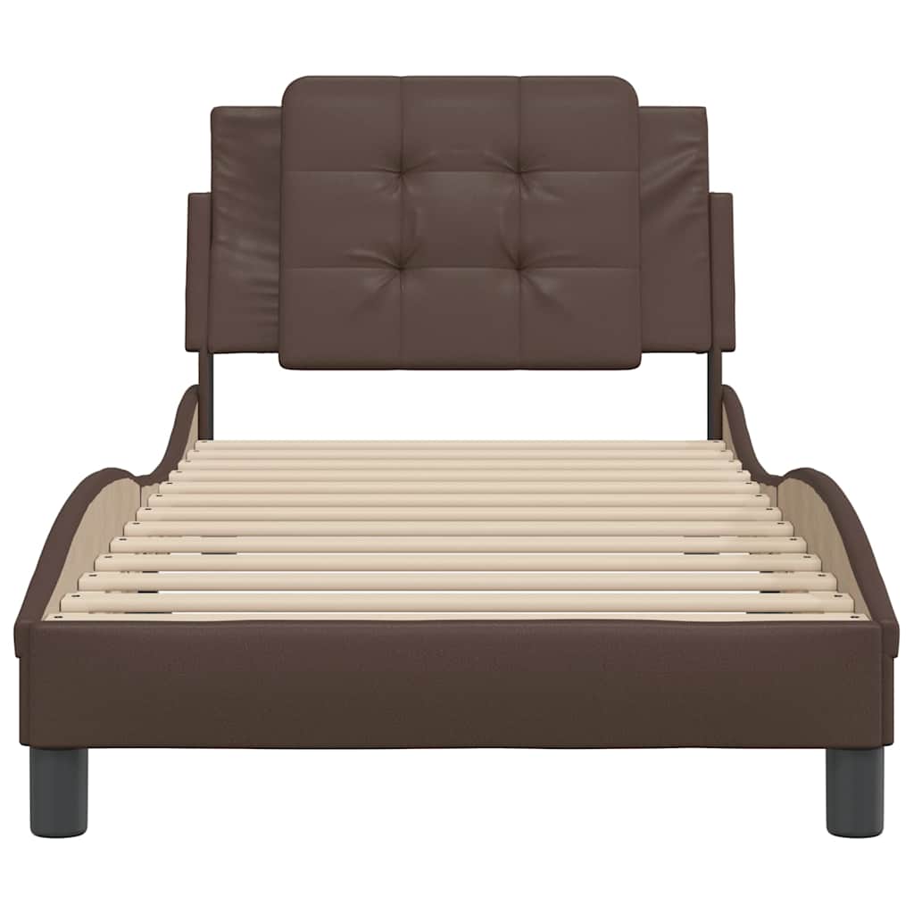 Estrutura de cama sem colchão zadar couro artificial 80x200 cm castanho