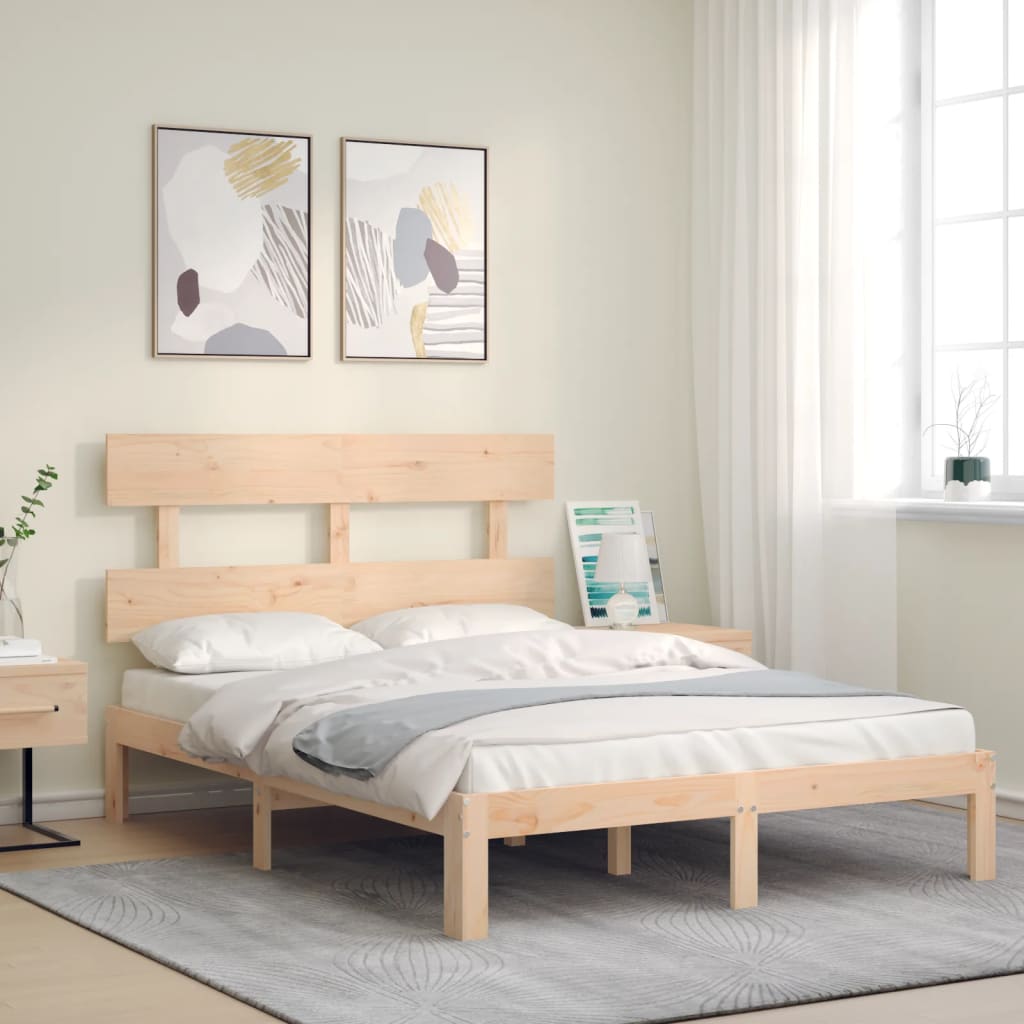 Cama sem colchão 140x200 cm madeira de pinho maciça