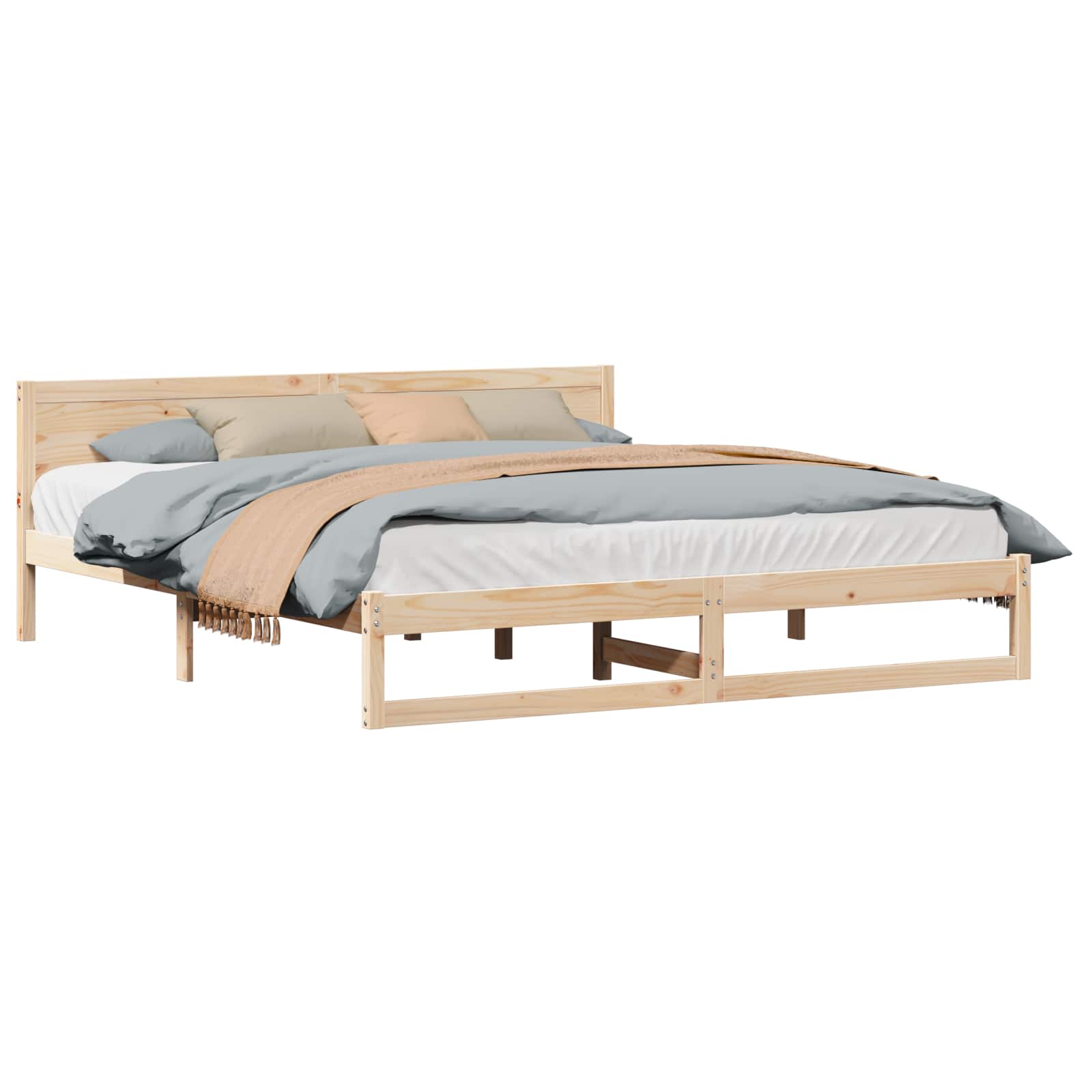 Estrutura da cama com cabeceira natural 200 x 200 cm