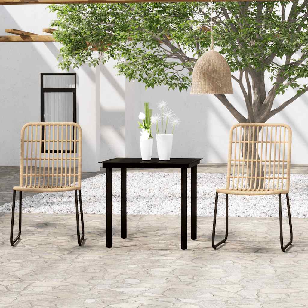 3 Pcs conjunto de jantar para jardim cor de carvalho