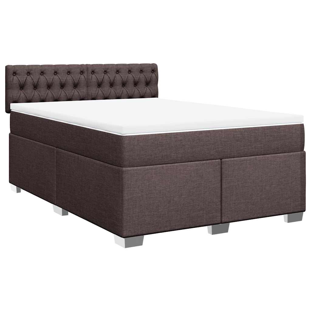 Cama com molas/colchão 140x190 cm tecido castanho-escuro