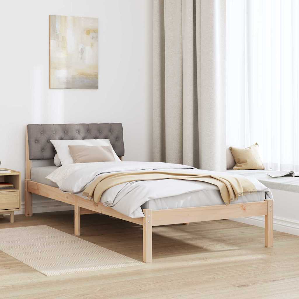 Estrutura da cama com cabeceira marrom e taupe 90 x 200 cm