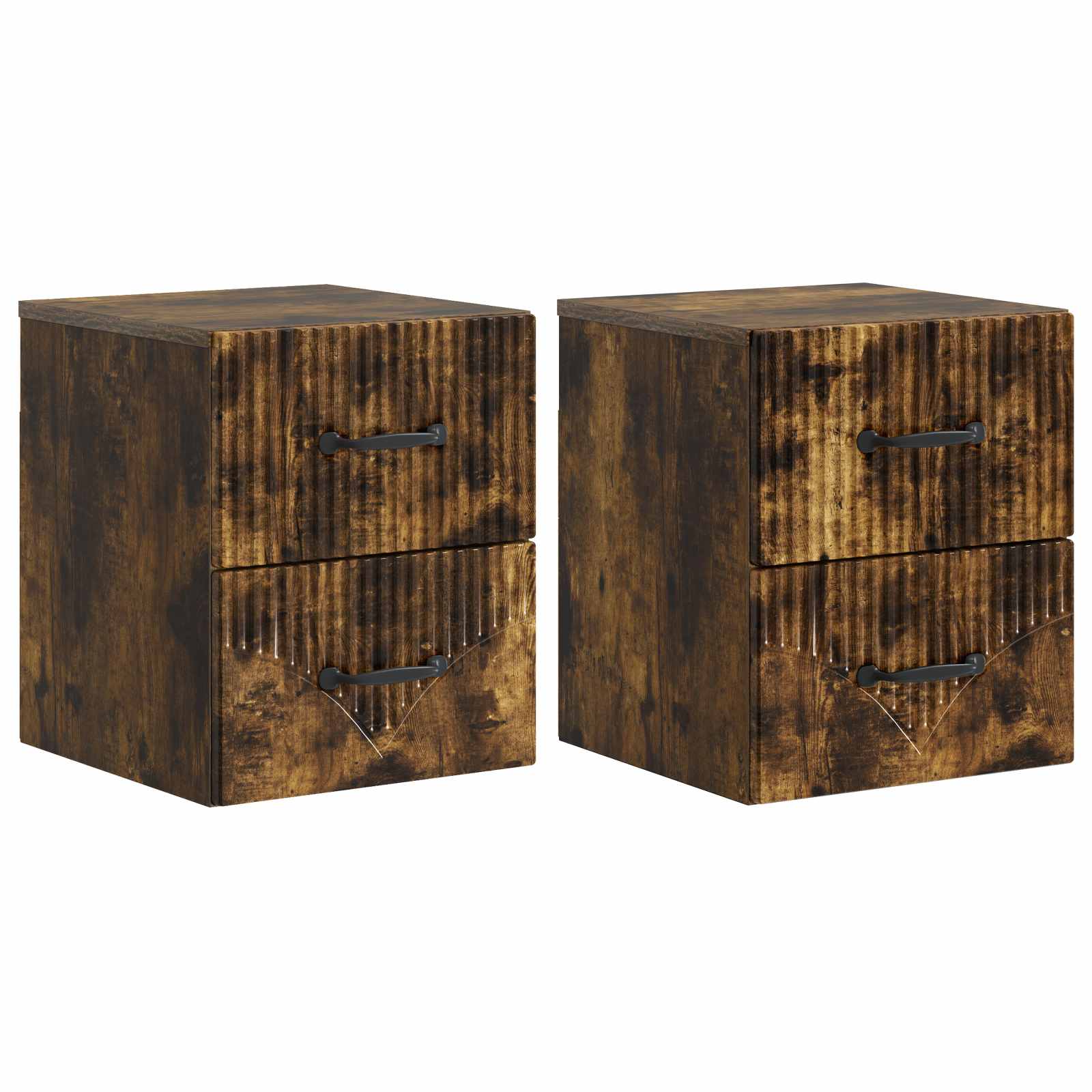 Gabinete de canto montado na parede 2 unid. carvalho fumado