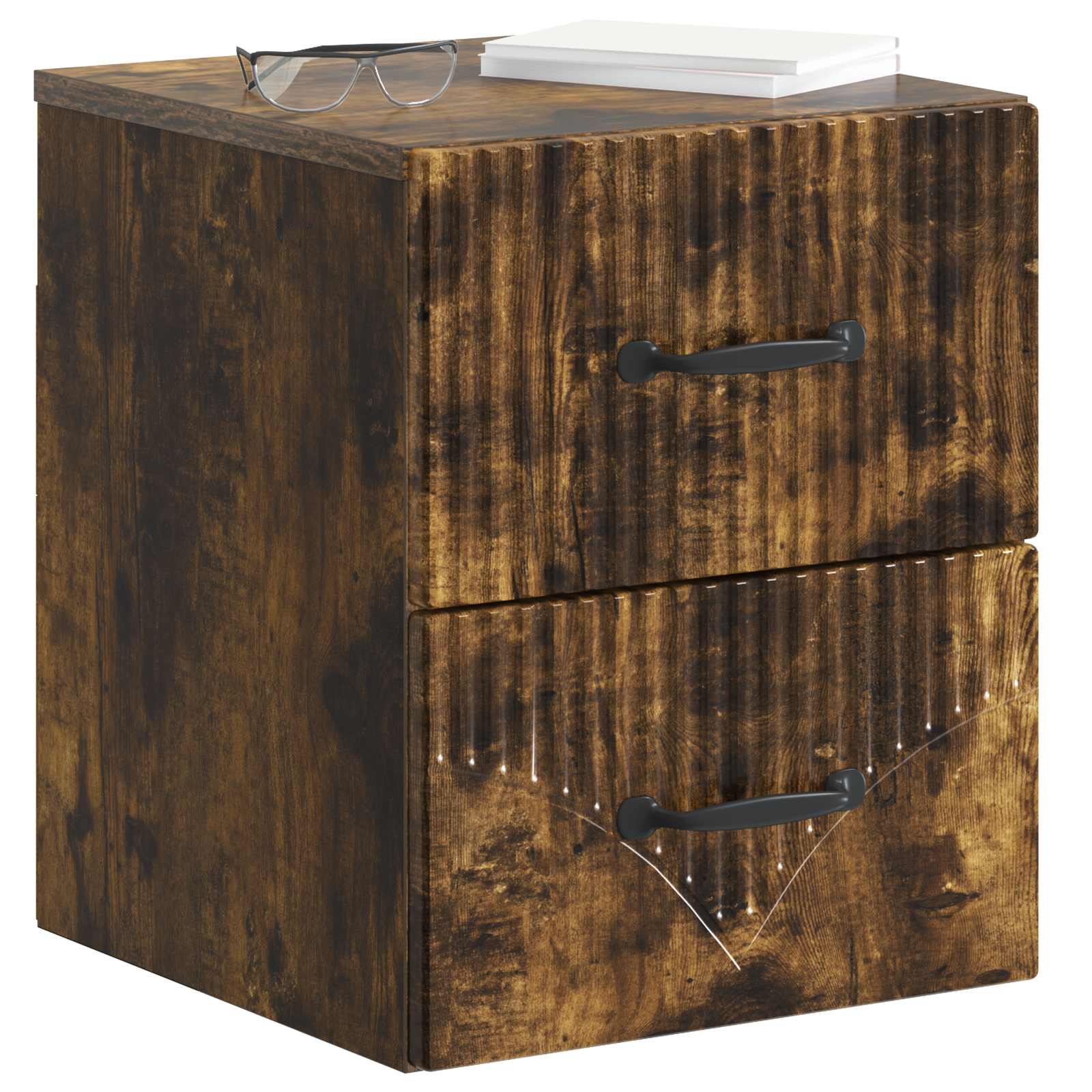 Gabinete de canto montado na parede 2 unid. carvalho fumado