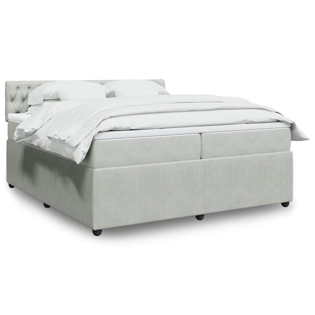 Cama com molas/colchão 200x200 cm veludo cinzento-claro