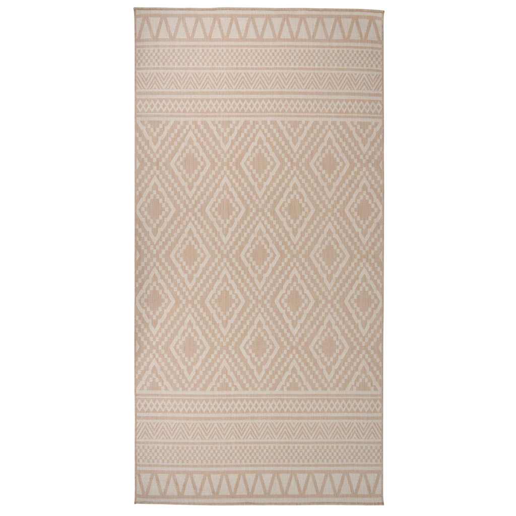 Tapete de tecido plano p/ exterior 100x200 cm riscas castanhas
