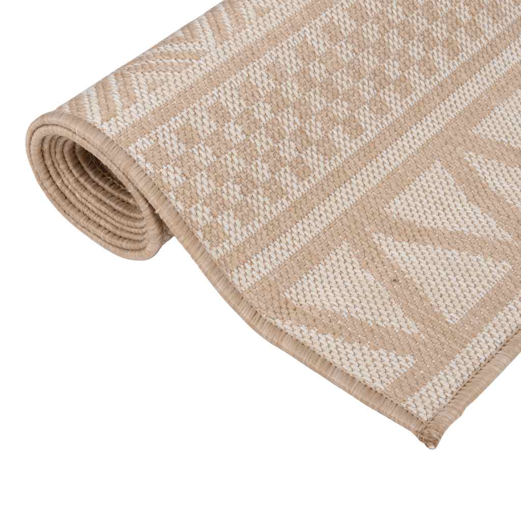 Tapete de tecido plano p/ exterior 100x200 cm riscas castanhas
