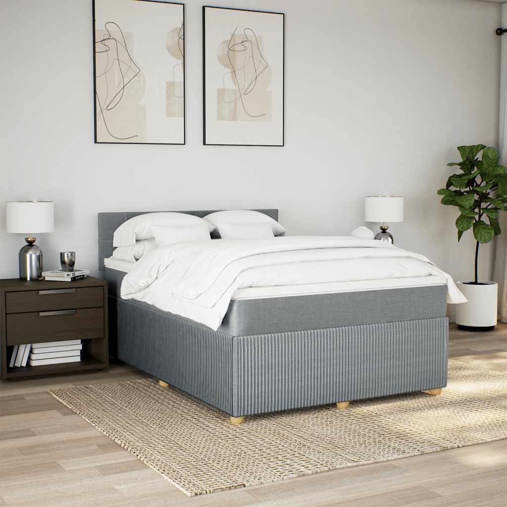 Cama com molas/colchão 160x200 cm tecido cinzento-claro