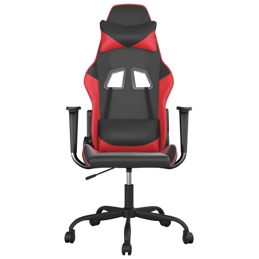 Cadeira gaming massagens couro artificial preto e vermelho