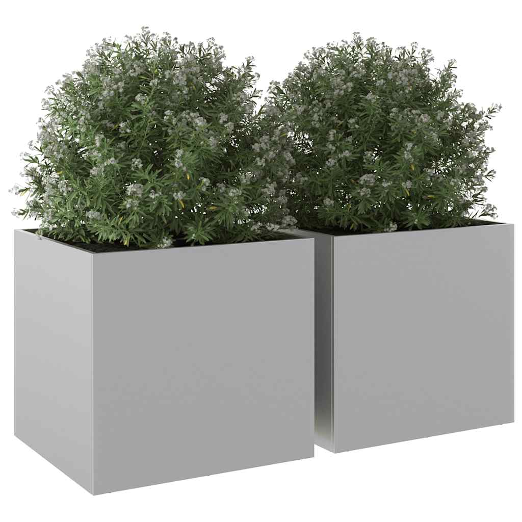 Vasos/floreiras 2 pcs 49x47x46 cm aço galvanizado prateado