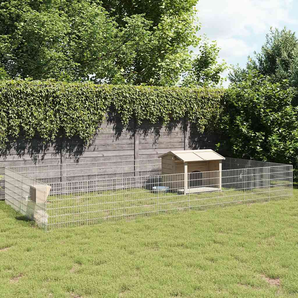 Recinto exterior p/ animais 24 painéis 54x60cm ferro galvaniz.