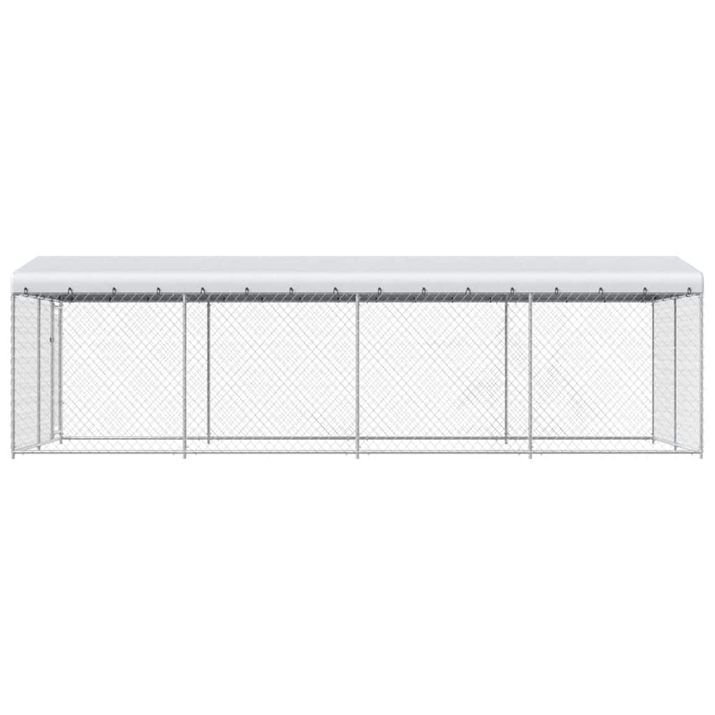 Canil de exterior com telhado 7,6x3,8x2,3 m