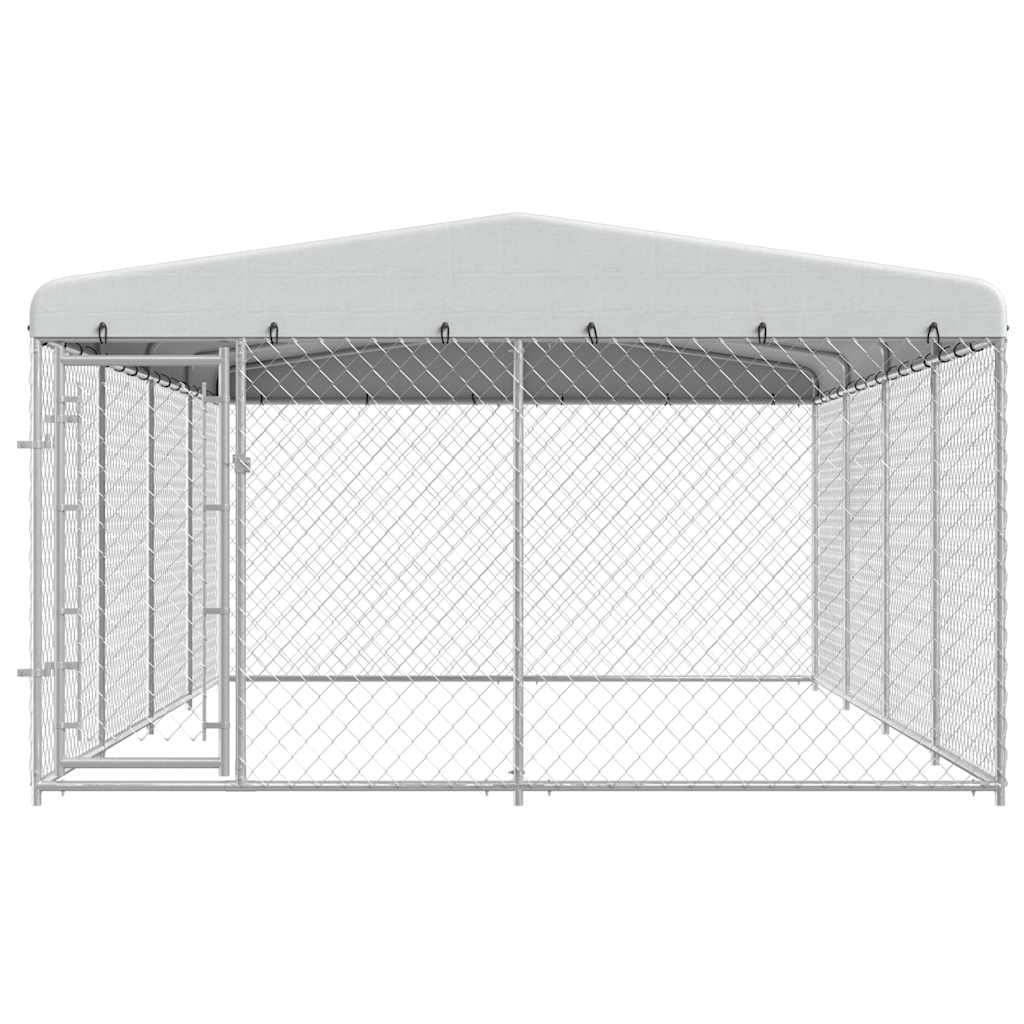 Canil de exterior com telhado 7,6x3,8x2,3 m
