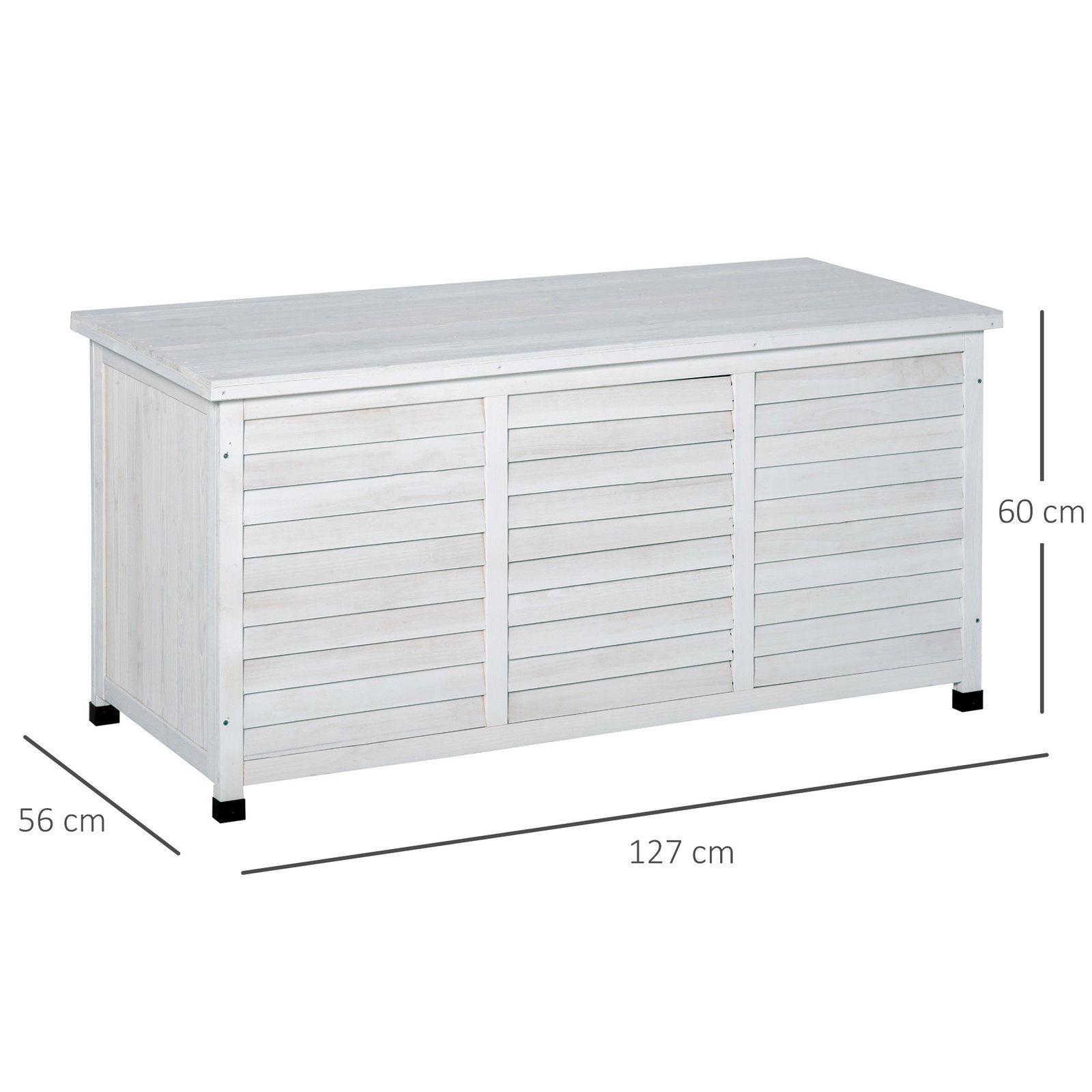Baú de madeira ao ar livre caixa de armazenamento de jardim com tampa que pode ser aberta 127x56x60 cm branco