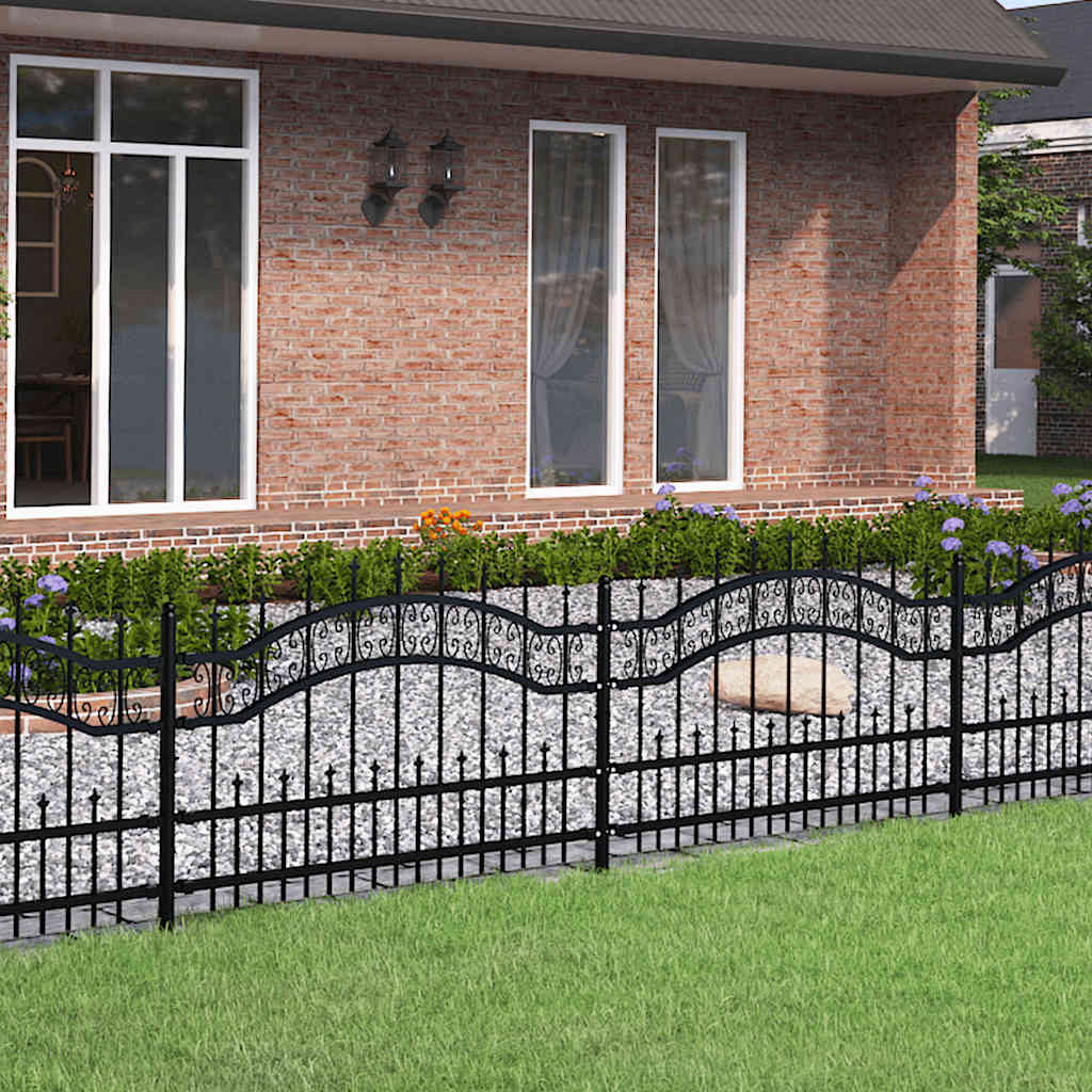Cerca de jardim kampen com ponta em forma de lança, preto, 240x75 cm, em aço.