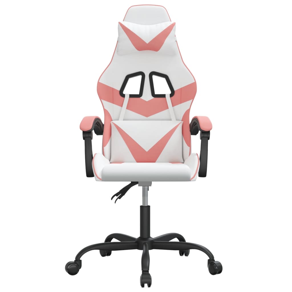 Cadeira gaming couro artificial branco e rosa