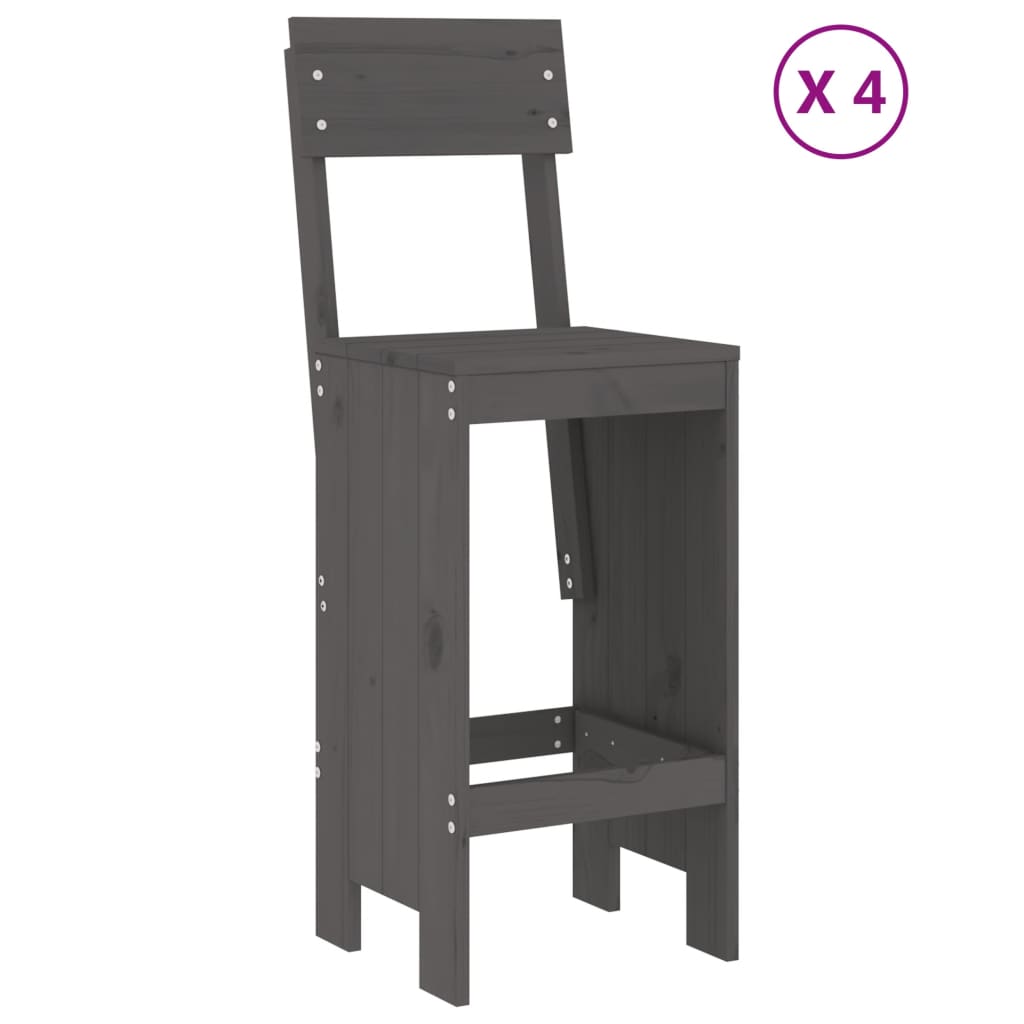 5 Pcs conjunto de bar para jardim pinho maciço cinzento
