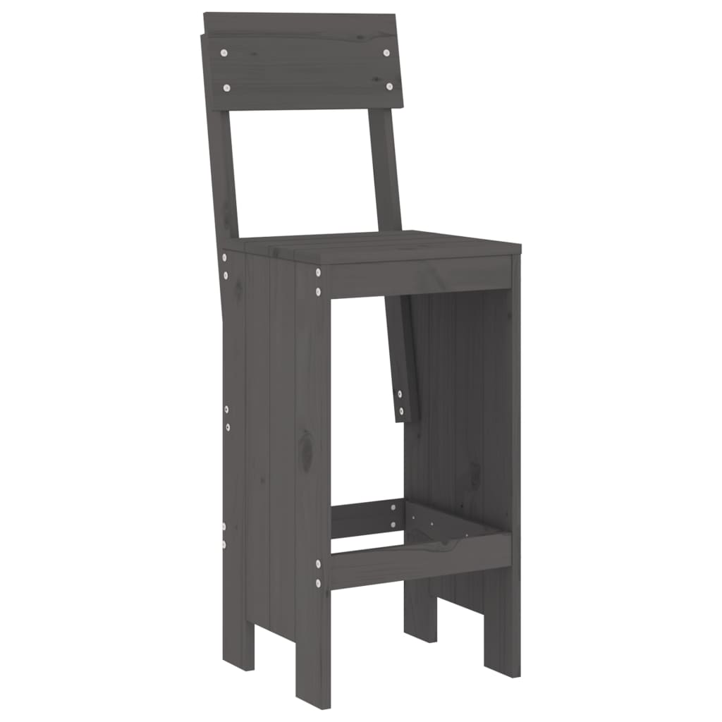 5 Pcs conjunto de bar para jardim pinho maciço cinzento