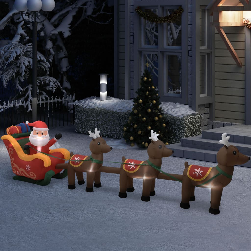 Pai natal e renas insufláveis LED 490 cm