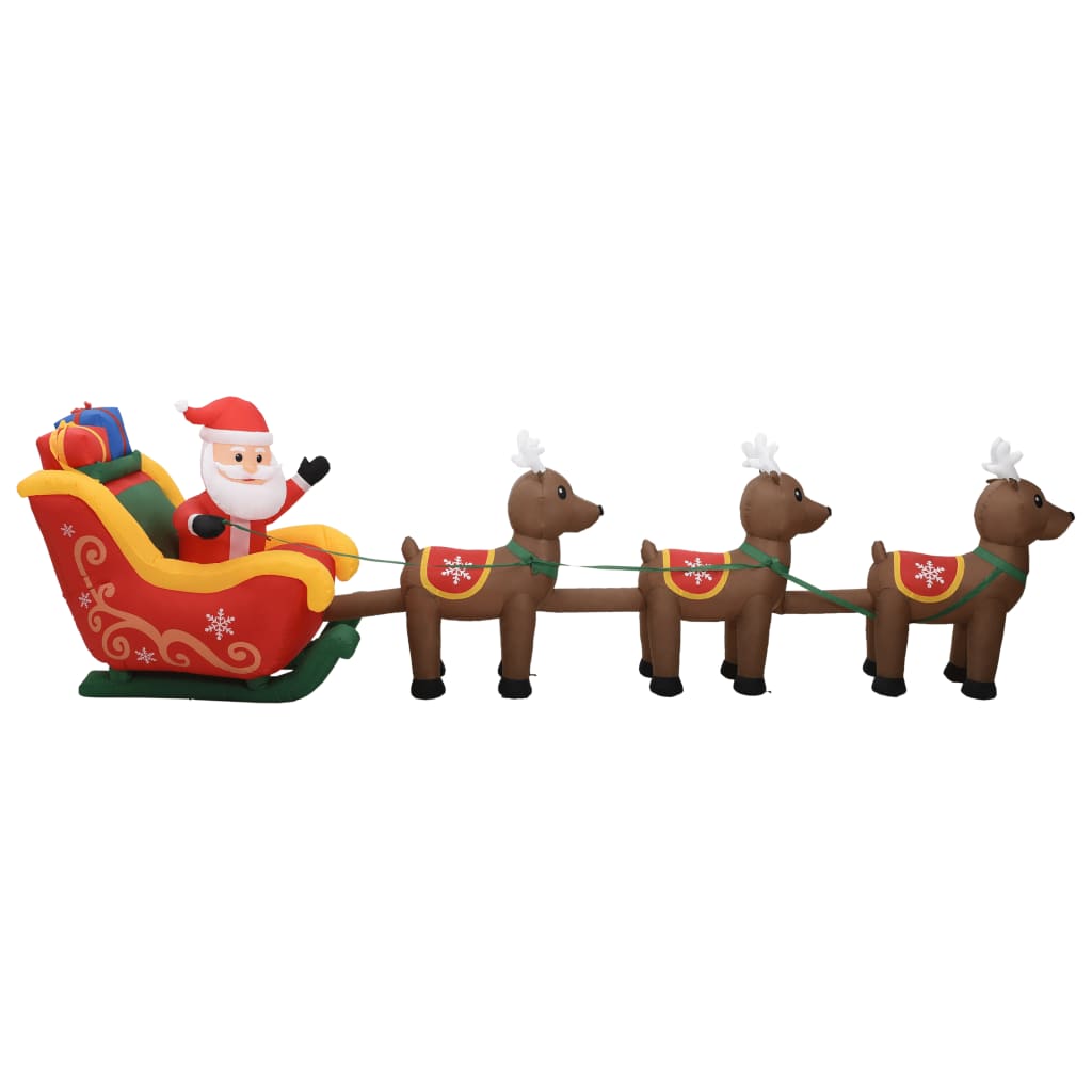 Pai natal e renas insufláveis LED 490 cm