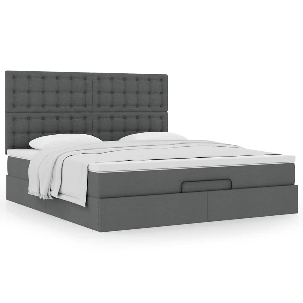Estrutura de cama otomana com colchão 180x200cm cinzento escuro
