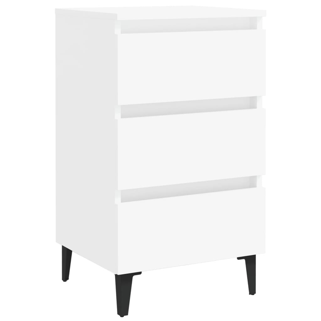 Mesa de cabeceira c/ pernas em metal 40x35x69 cm branco