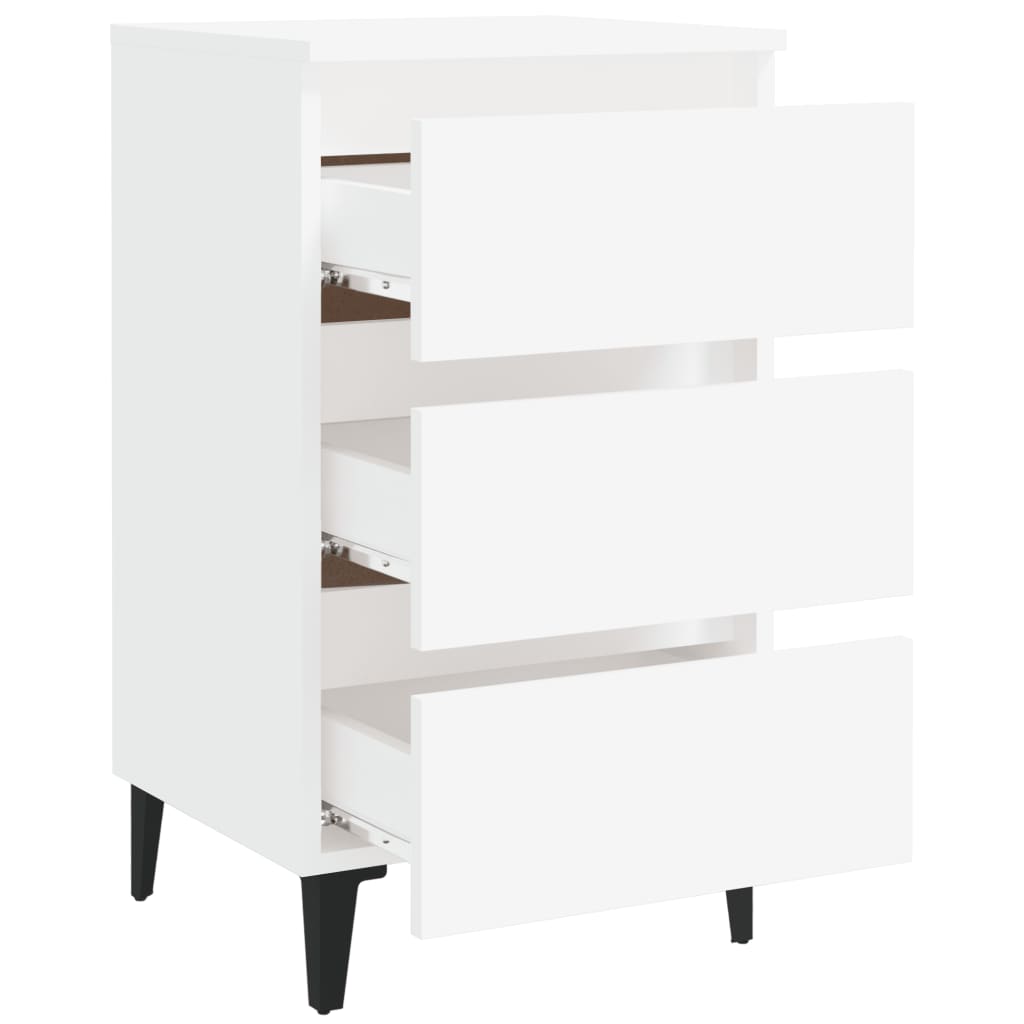 Mesa de cabeceira c/ pernas em metal 40x35x69 cm branco