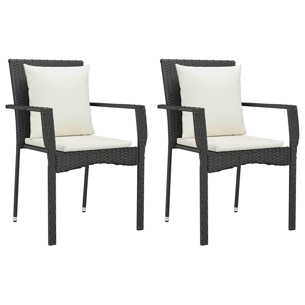 7 Pcs conjunto de jantar p/ jardim c/ almofadões vime PE preto
