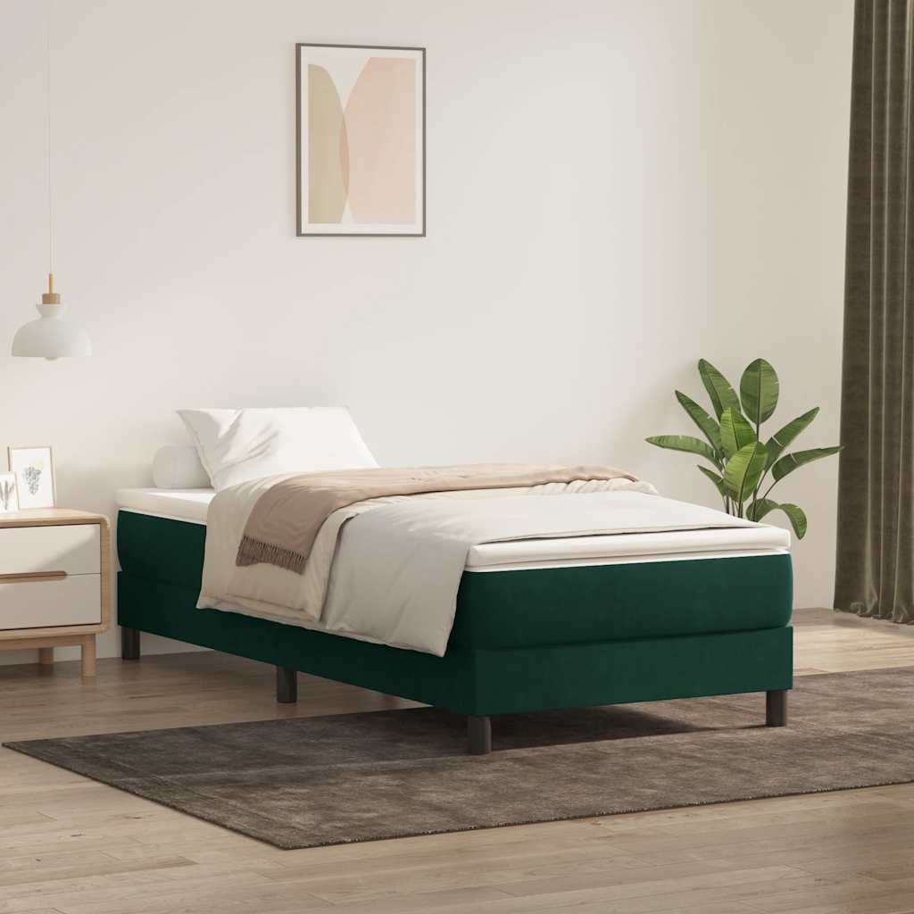 Cama com molas sem colchão verde-escuro 80x220 cm veludo