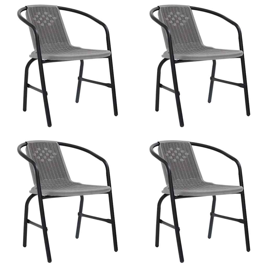 Cadeiras de jardim 4 pcs vime plástico e aço 110 kg
