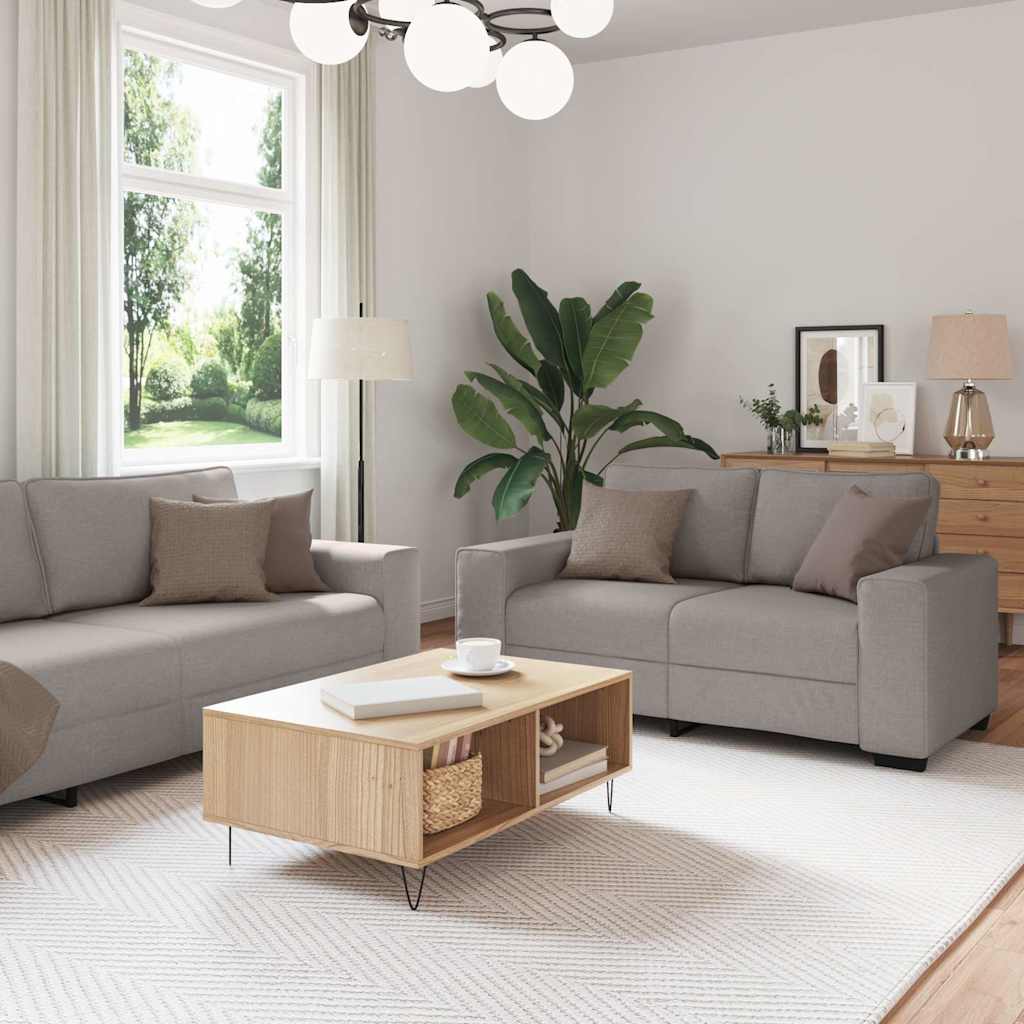 Conjunto de sofá de 2 peças com almofadas em tecido taupe
