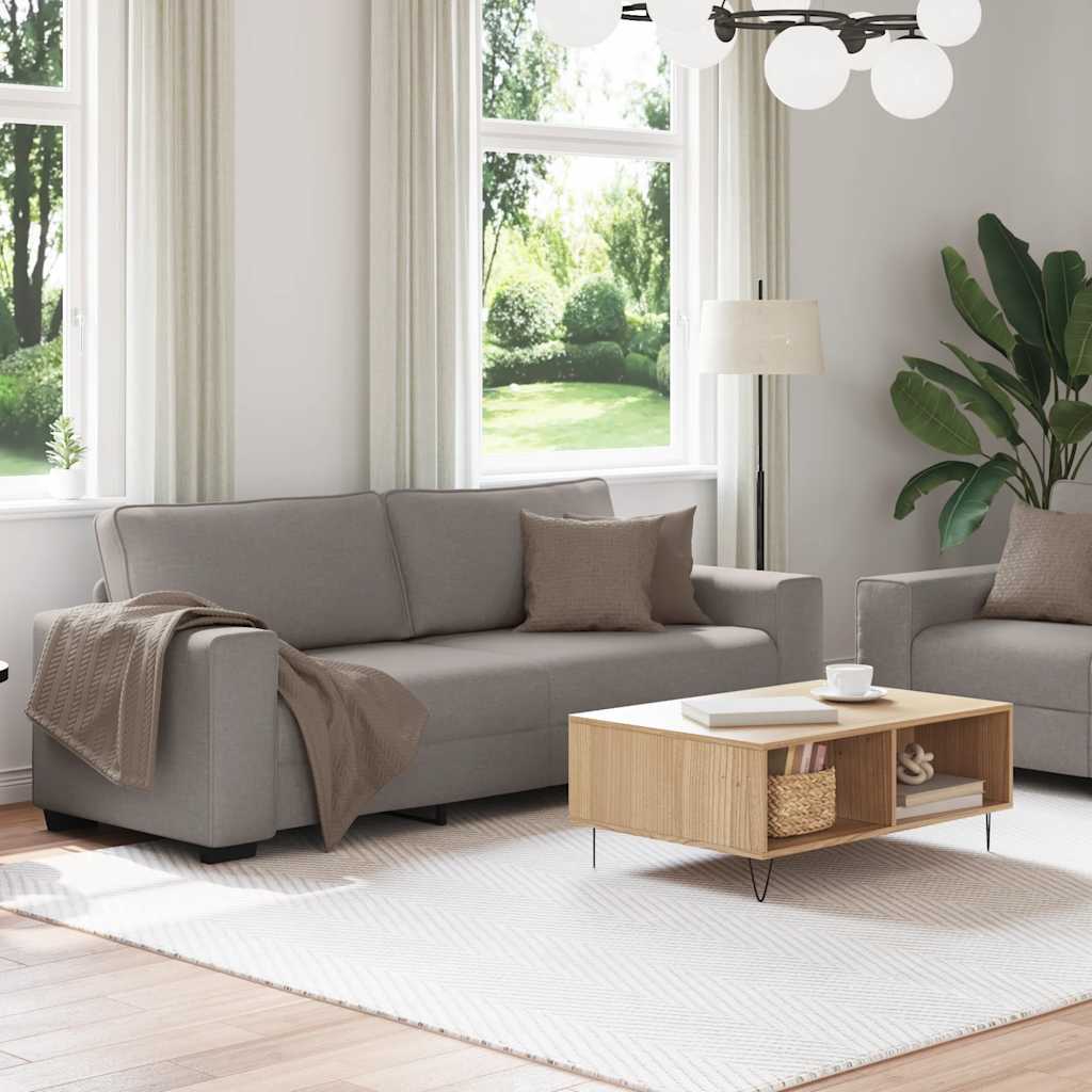 Conjunto de sofá de 2 peças com almofadas em tecido taupe