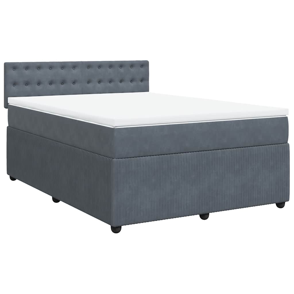 Cama com molas/colchão 140x190 cm veludo cinzento-escuro