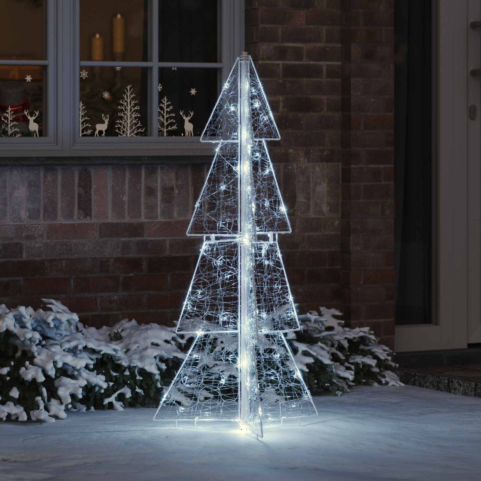 Árvore de natal com 100 leds branco frio 120 cm acrílo