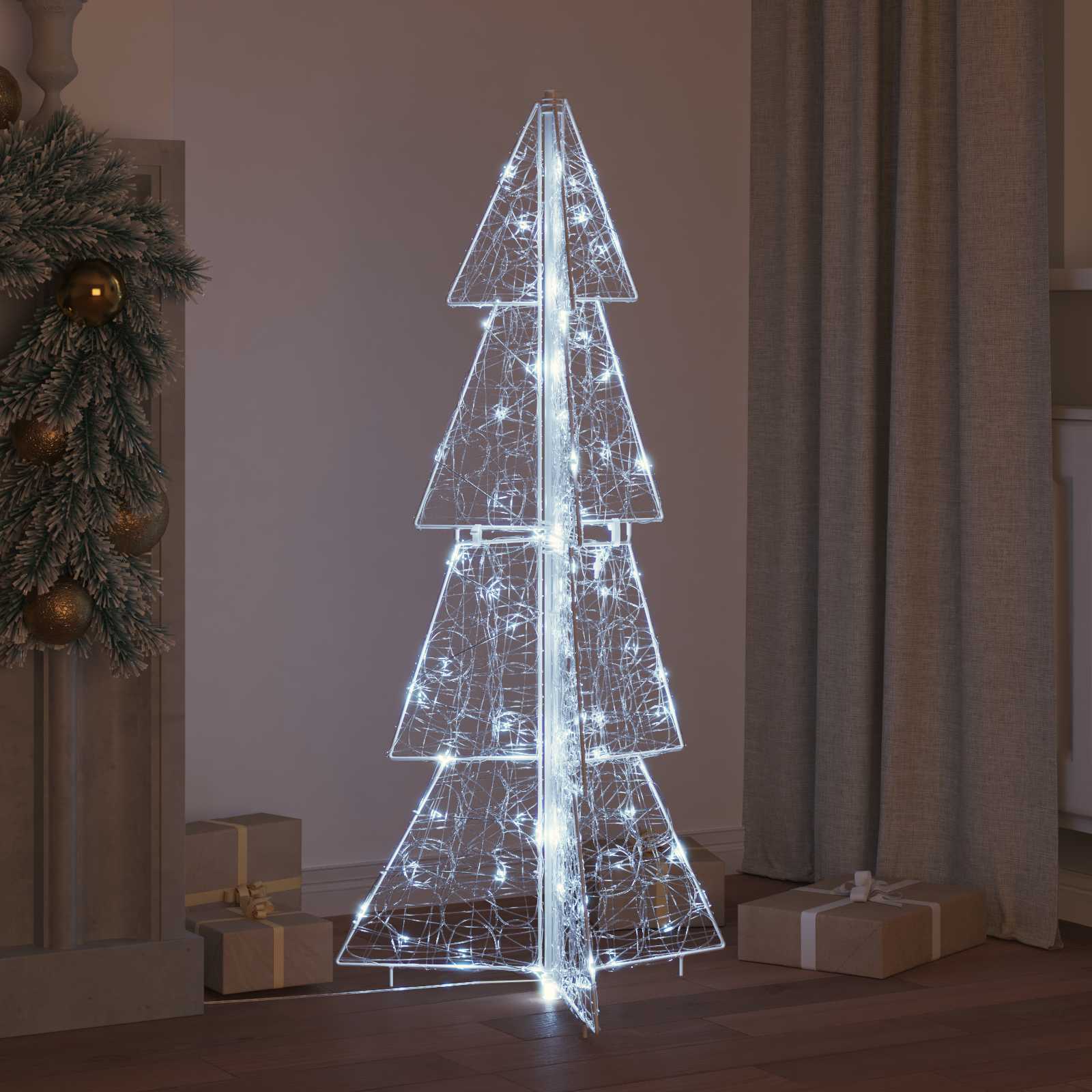 Árvore de natal com 100 leds branco frio 120 cm acrílo
