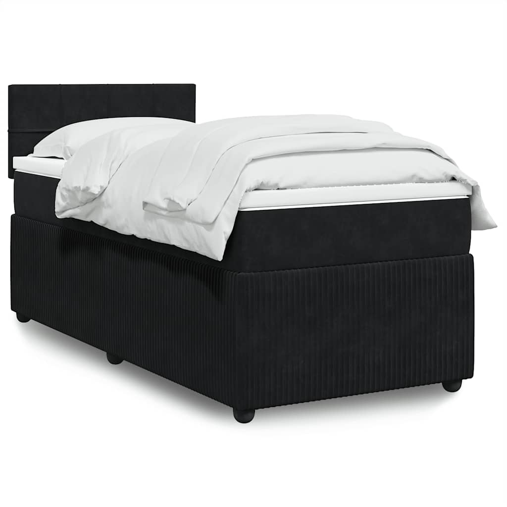 Cama com molas/colchão 80x200 cm veludo preto