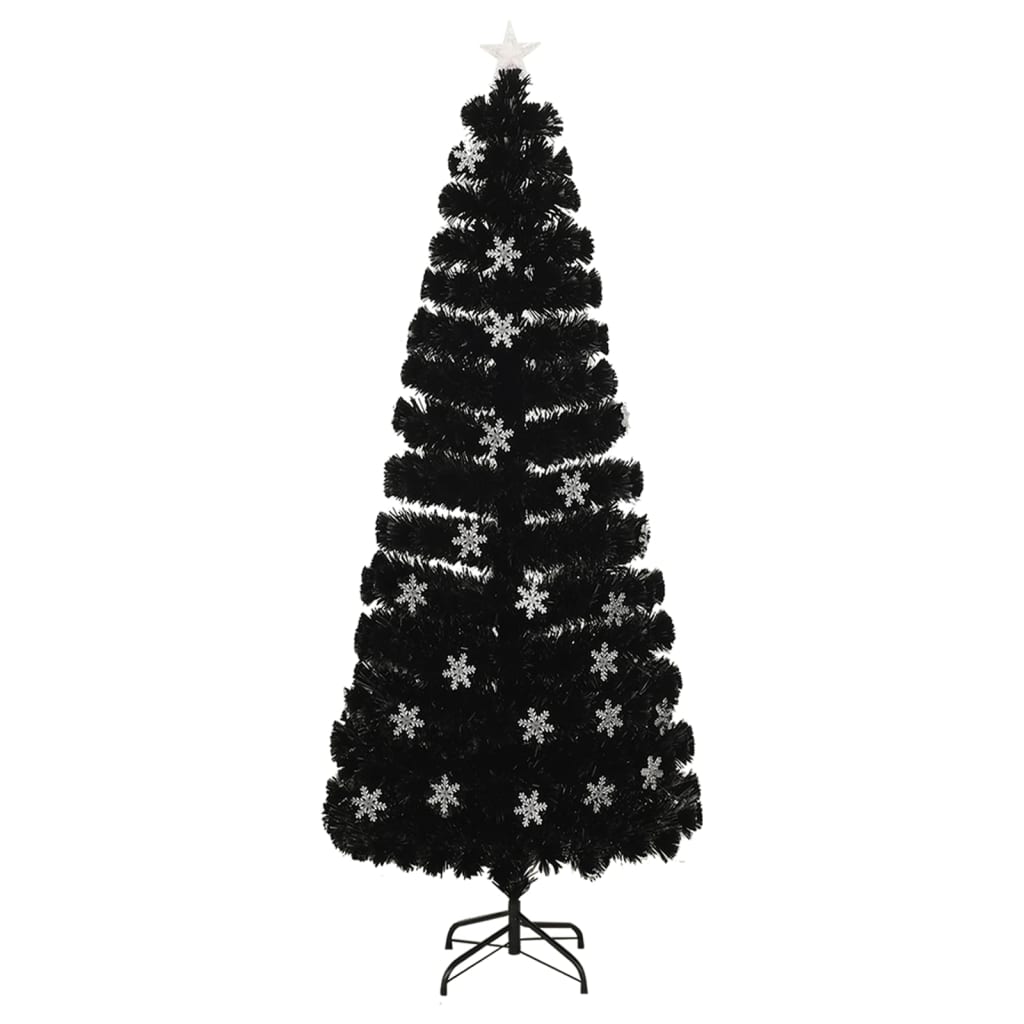 Árvore de natal com flocos de neve LED 240 cm fibra ótica preto