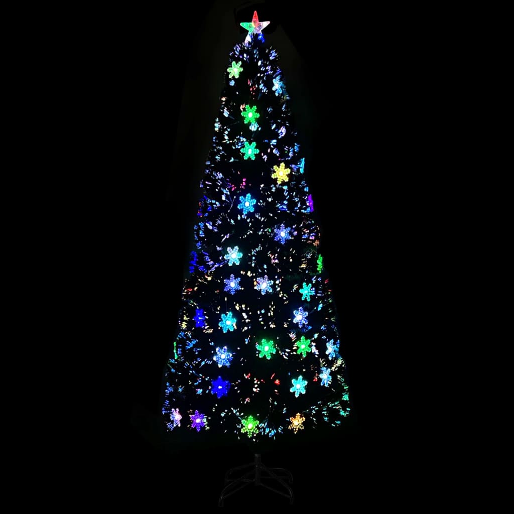 Árvore de natal com flocos de neve LED 240 cm fibra ótica preto