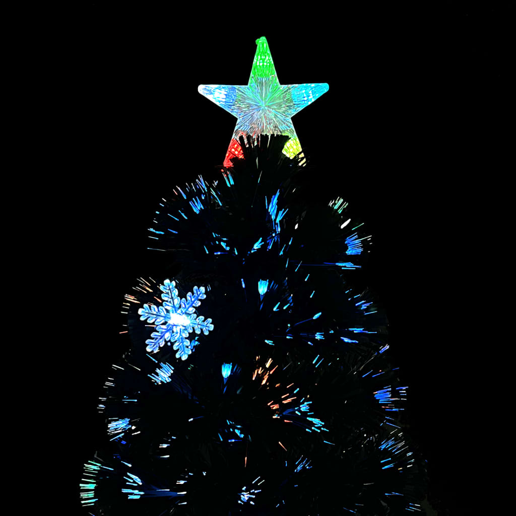 Árvore de natal com flocos de neve LED 240 cm fibra ótica preto