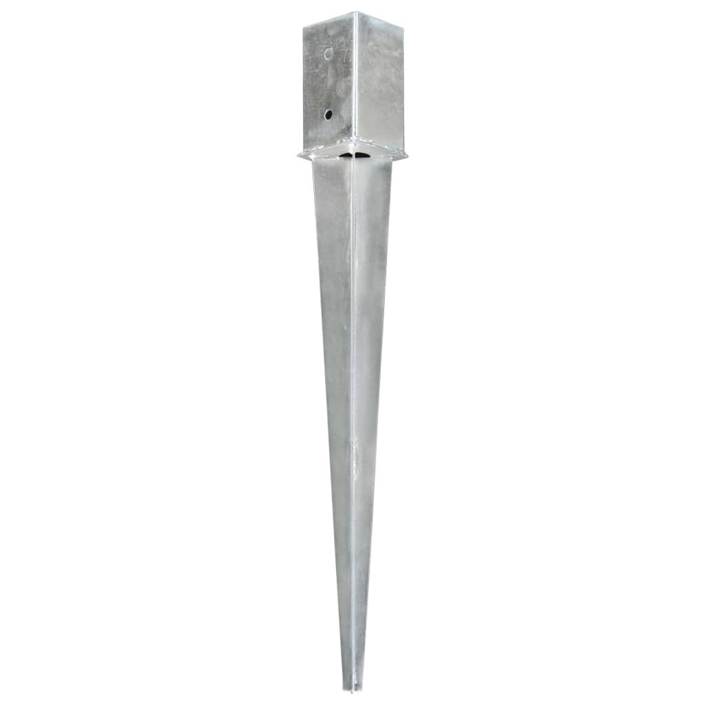 Estacas de enterrar 6 pcs 8x8x76 cm aço galvanizado prateado