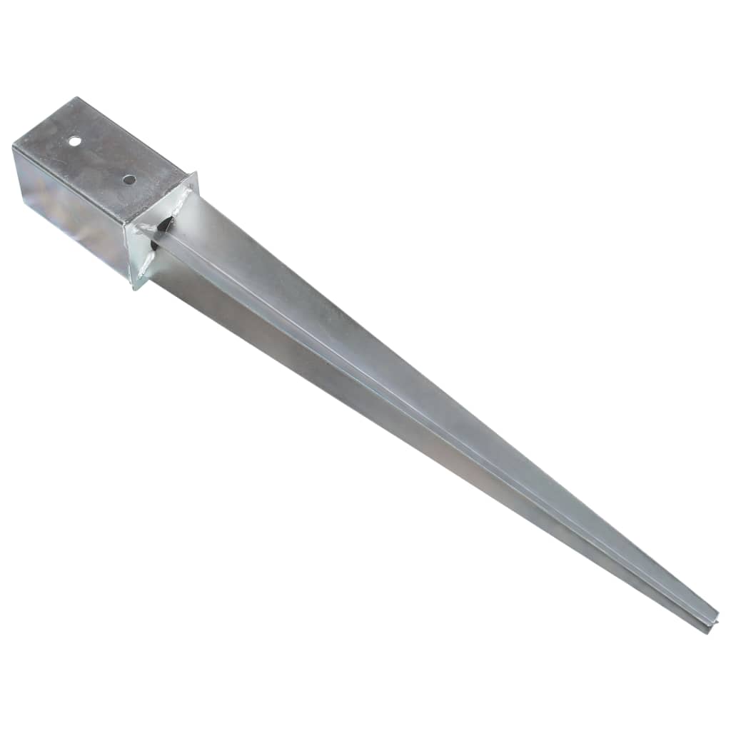 Estacas de enterrar 6 pcs 8x8x76 cm aço galvanizado prateado