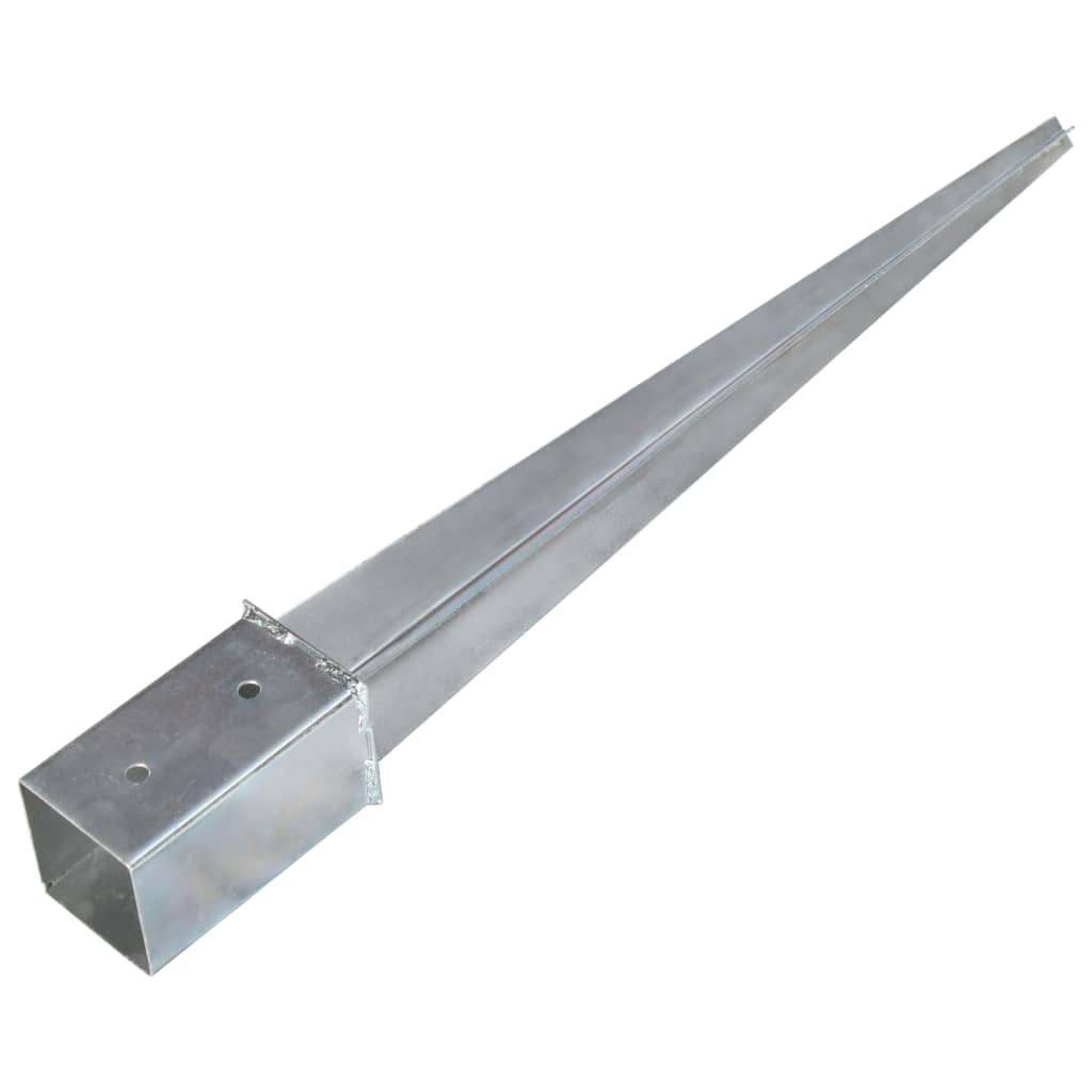Estacas de enterrar 6 pcs 8x8x76 cm aço galvanizado prateado