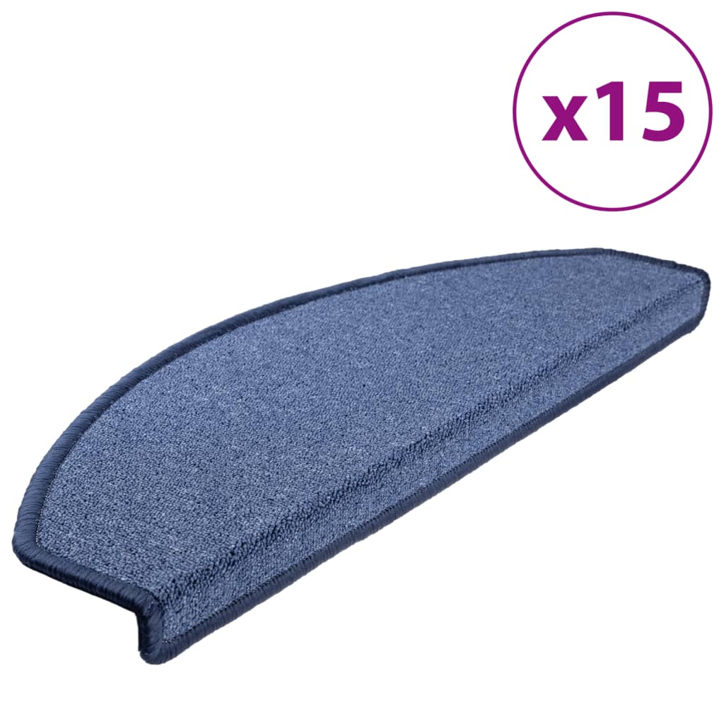 Tapetes de escada 15 pcs 65x24x4 cm azul