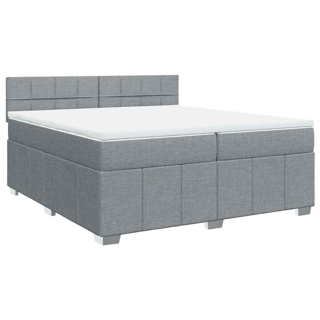 Cama com molas/colchão 200x200 cm tecido cinza-claro