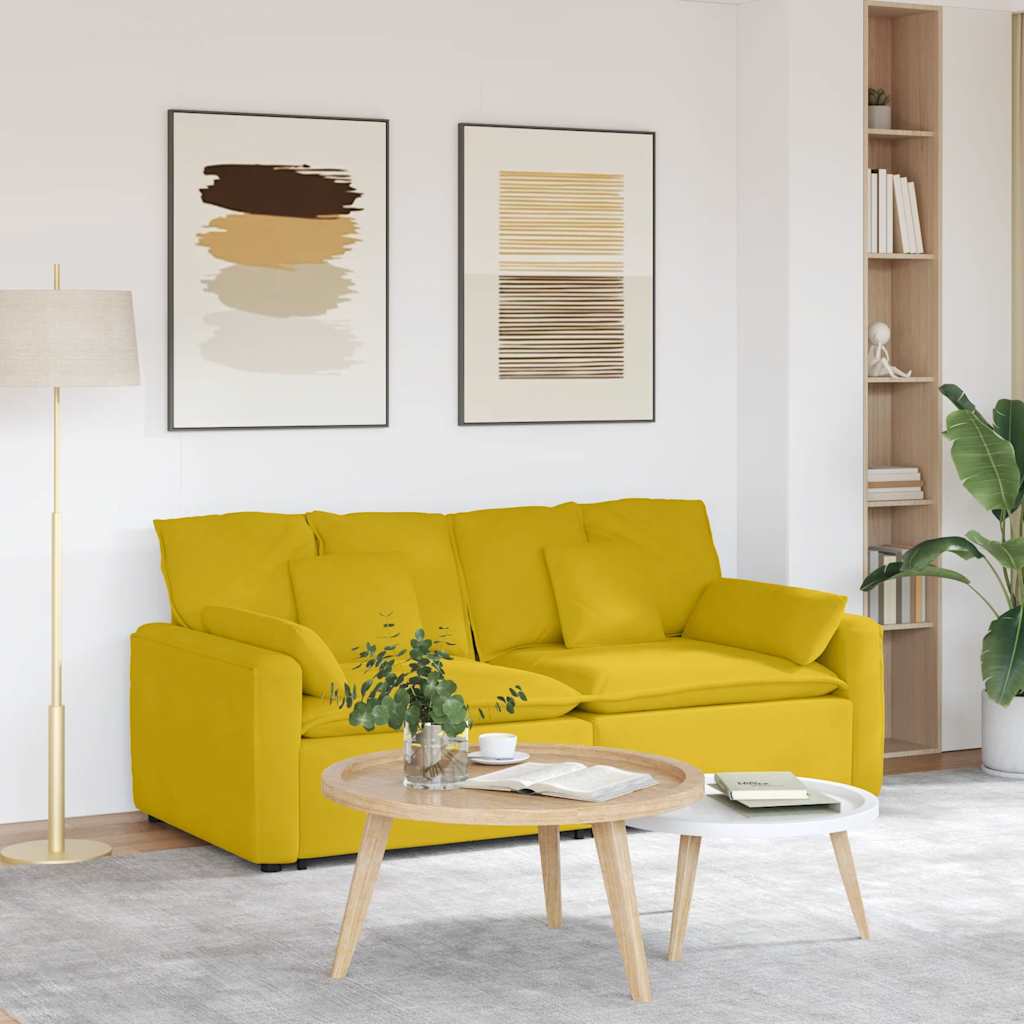 Sofá modular com almofadas amarelo