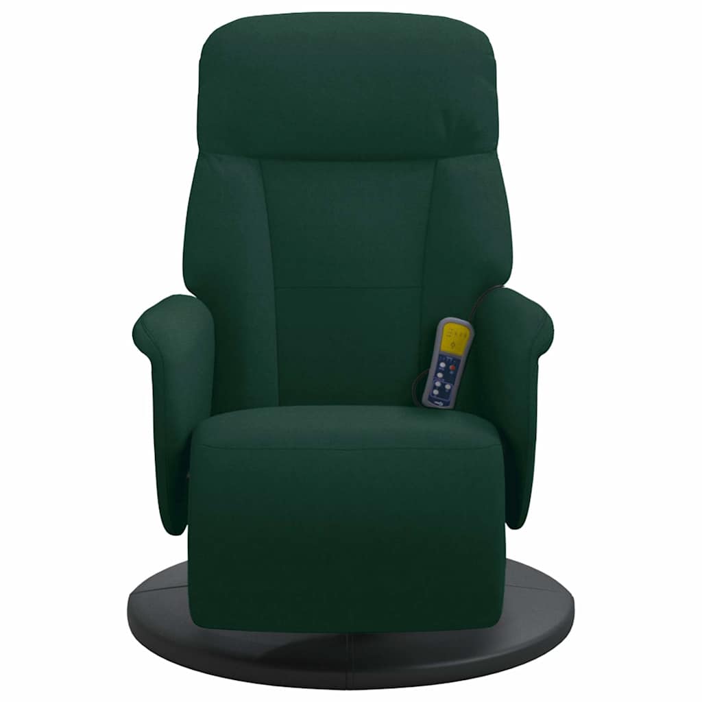 Cadeirão massagens reclinável c/ apoio pés veludo verde-escuro