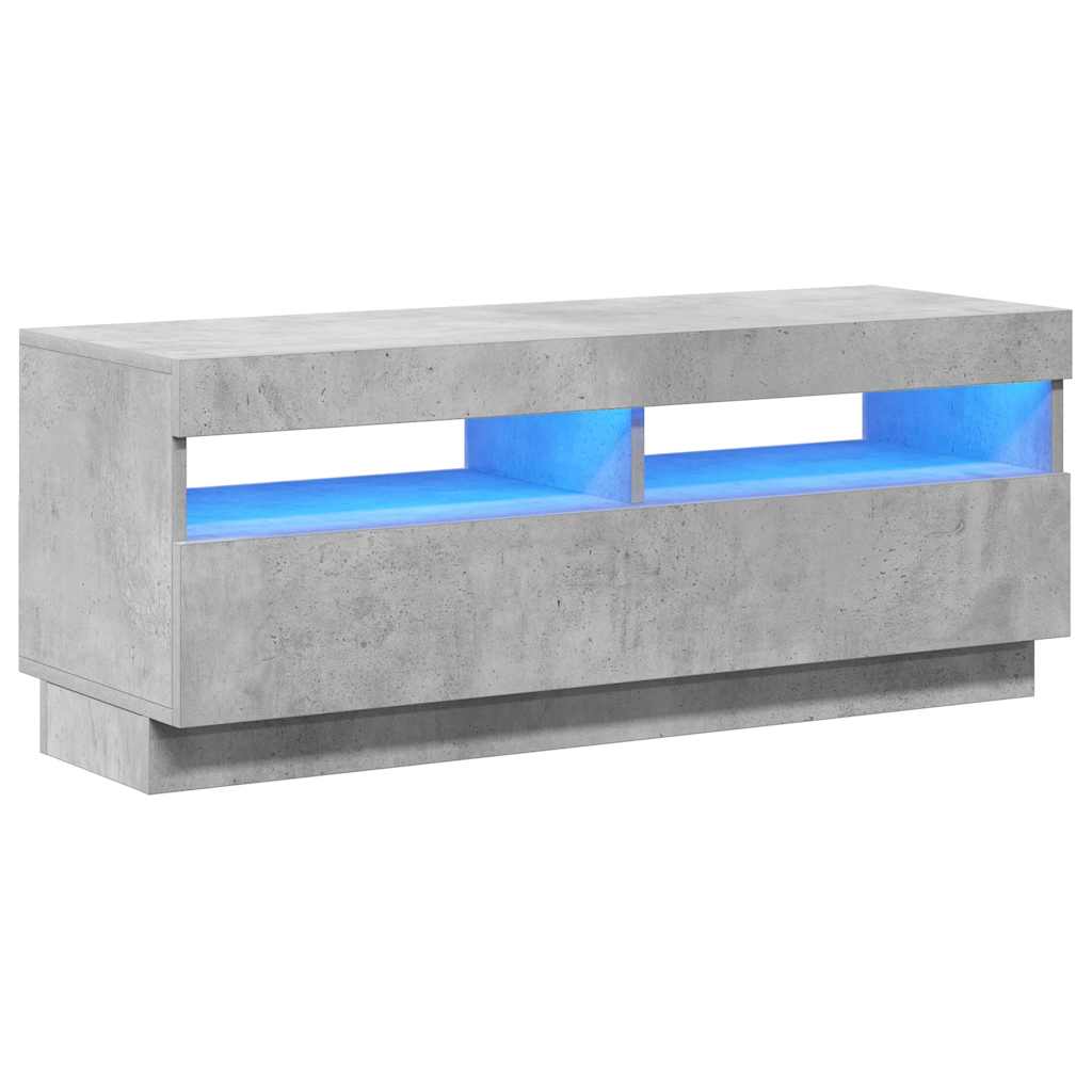 Móvel de TV com luzes LED 100x35x40 cm cinzento cimento