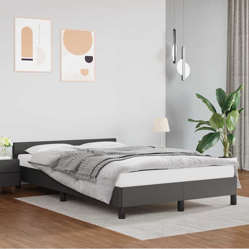 Estrutura cama c/ cabeceira sem colchão 120x200 cm cinzento