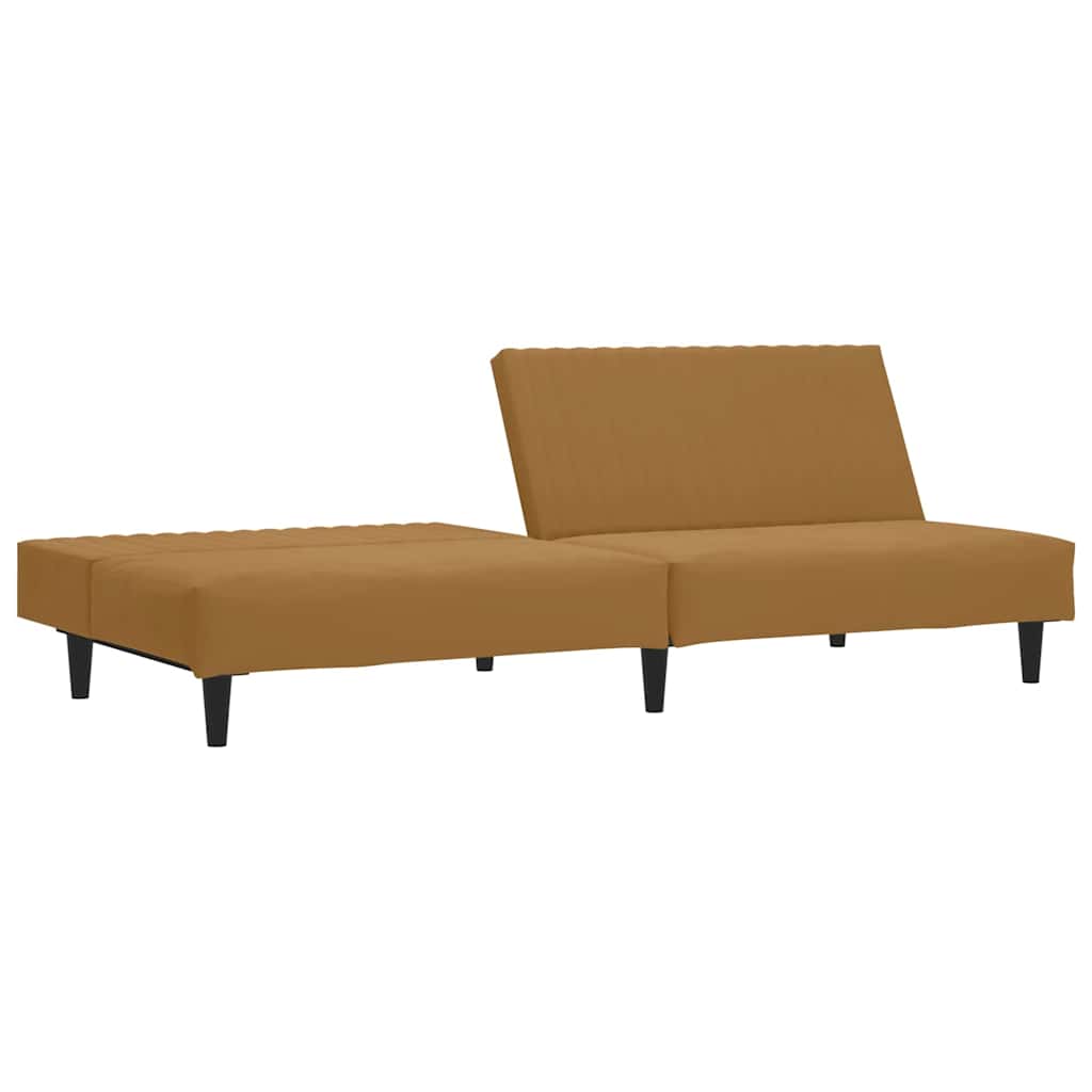 Sofá-cama de 2 lugares veludo castanho